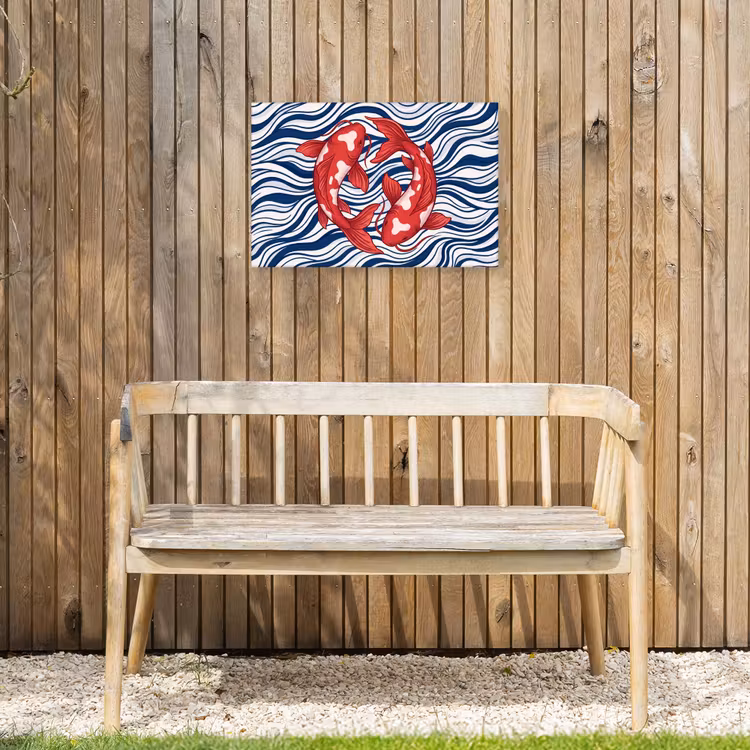 Vis - Water - Natuur - Illustratie - Rood Tuinposter op houten frame 2 cm dik klein -sfeer4