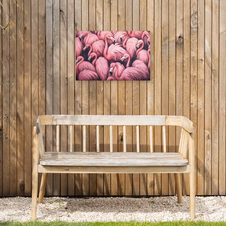 Flamingo - Roze - Dieren Tuinposter op houten frame 2 cm dik klein -sfeer4