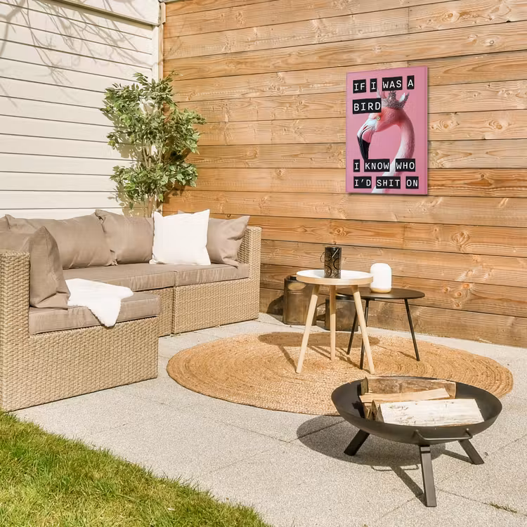 Flamingo - Roze - Vogel - Decoratie Tuinposter op houten frame 2 cm dik klein -sfeer2