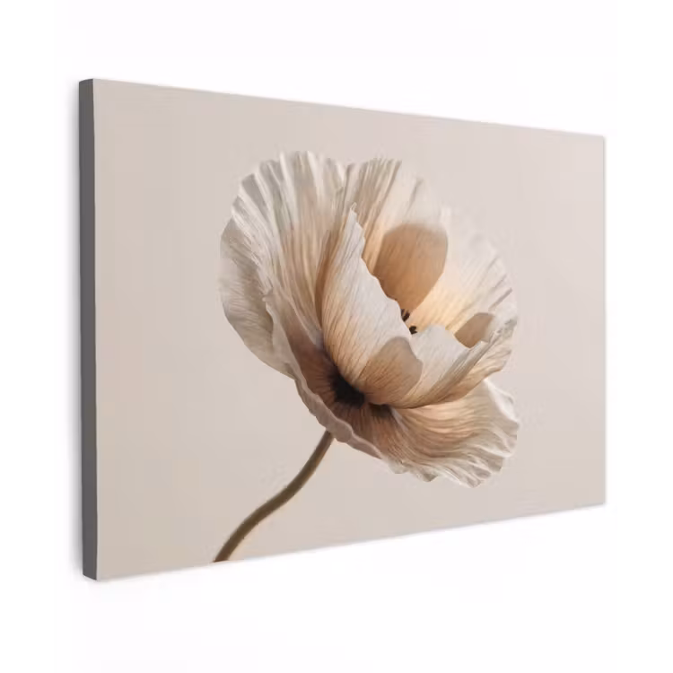 Bloem - Beige - Crème Tuinposter op houten frame 2 cm dik klein -3d