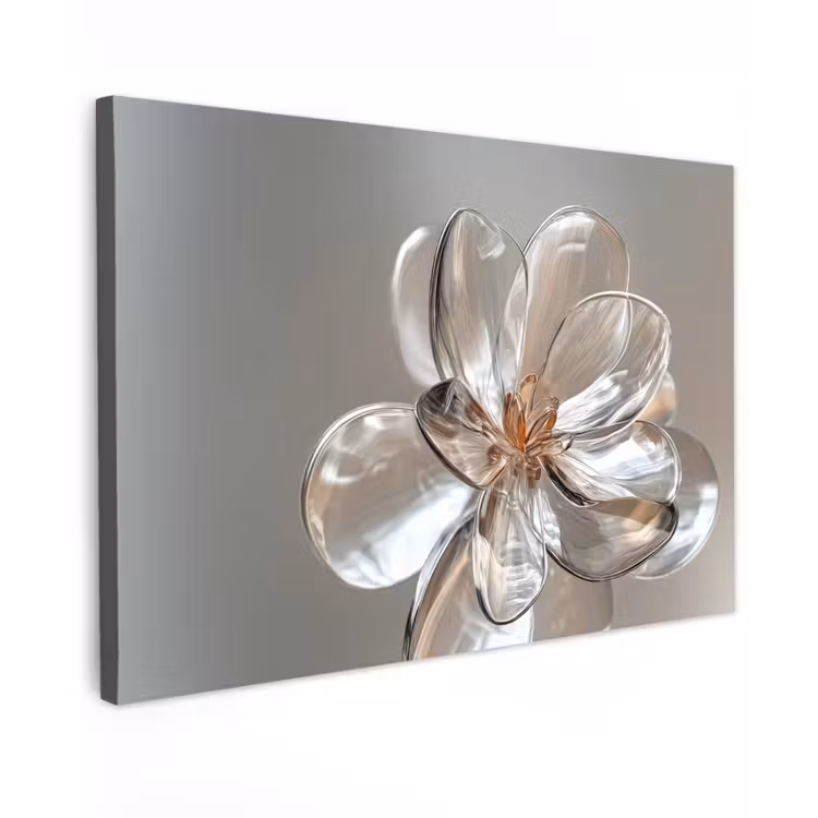 Bloem - Glazen - Doorzichtig Tuinposter op houten frame 2 cm dik klein -3d