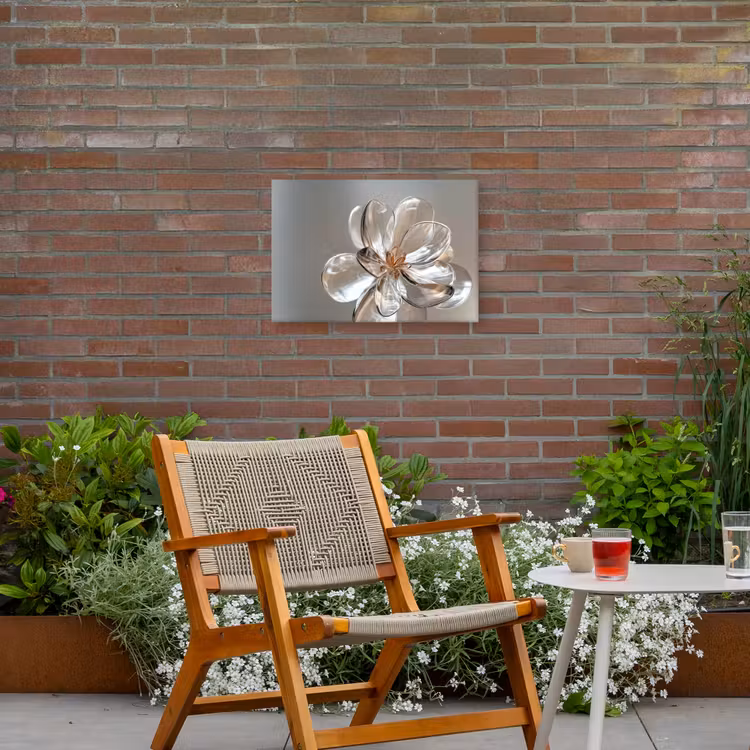 Bloem - Glazen - Doorzichtig Tuinposter op houten frame 2 cm dik klein -sfeer3
