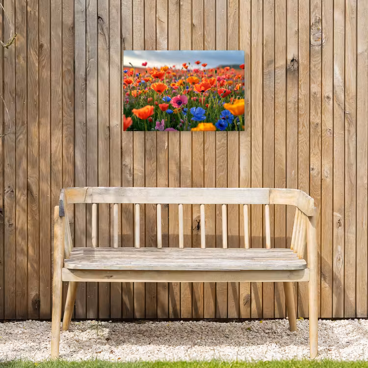 Bloemenweide in volle bloei Tuinposter op houten frame 2 cm dik klein -sfeer4