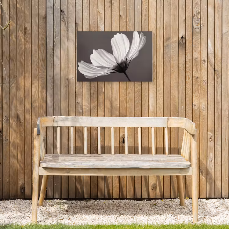 Bloem - Minimalistisch - Zwart - Wit Tuinposter op houten frame 2 cm dik klein -sfeer4