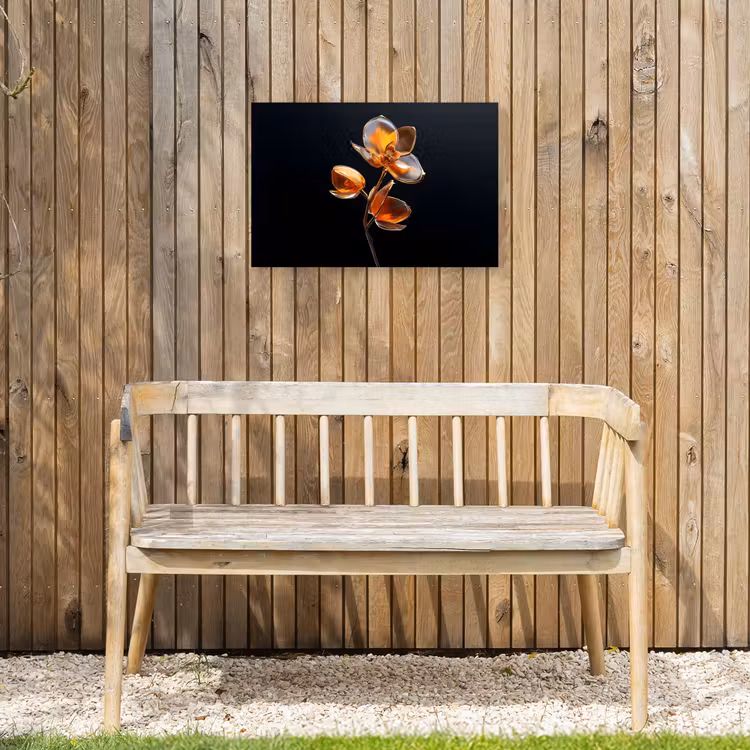 Bloem - Orchidee - Oranje Tuinposter op houten frame 2 cm dik klein -sfeer4