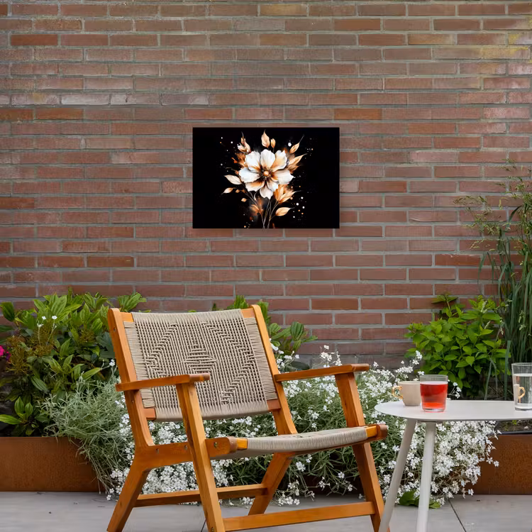 Bloem - Verf - Goud - Graffiti - Modern Tuinposter op houten frame 2 cm dik klein -sfeer3