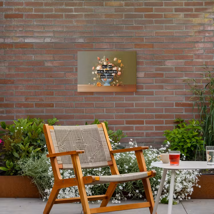 Bloem - Quote - Vintage - Art Tuinposter op houten frame 2 cm dik klein -sfeer3