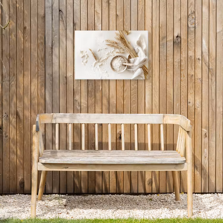 Bloem - Hout - Tarwe Tuinposter op houten frame 2 cm dik klein -sfeer4