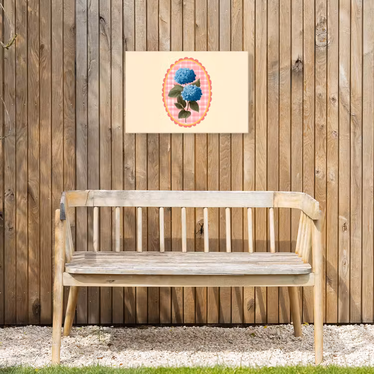 Bloemen - Blauw - Lijst - Bladeren Tuinposter op houten frame 2 cm dik klein -sfeer4