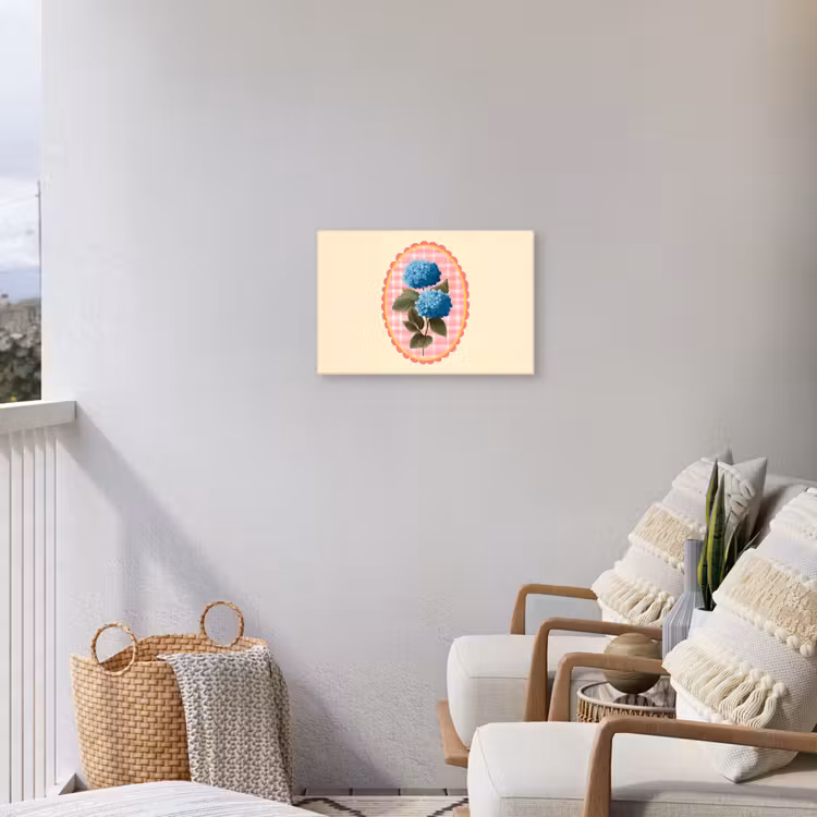 Bloemen - Blauw - Lijst - Bladeren Tuinposter op houten frame 2 cm dik klein -sfeer1