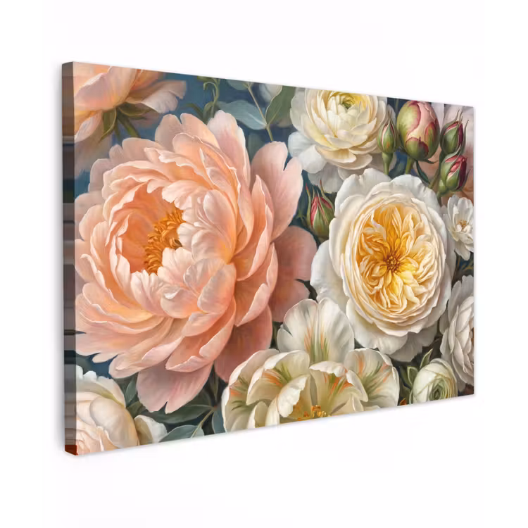 Bloemen - Boeket - Natuur - Klassiek - Kleurrijk Tuinposter op houten frame 2 cm dik klein -3d