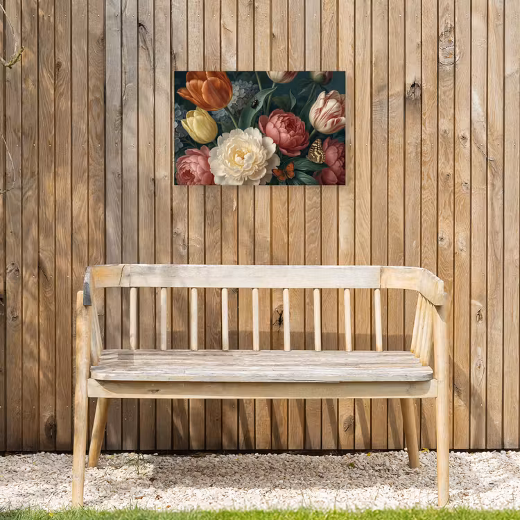 Bloemen - Boeket - Natuur - Klassiek - Donker Tuinposter op houten frame 2 cm dik klein -sfeer4