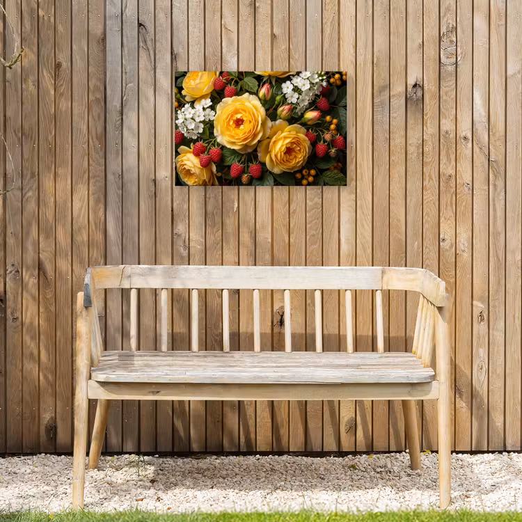 Bloemen - Boeket - Natuur - Klassiek - Geel Tuinposter op houten frame 2 cm dik klein -sfeer4