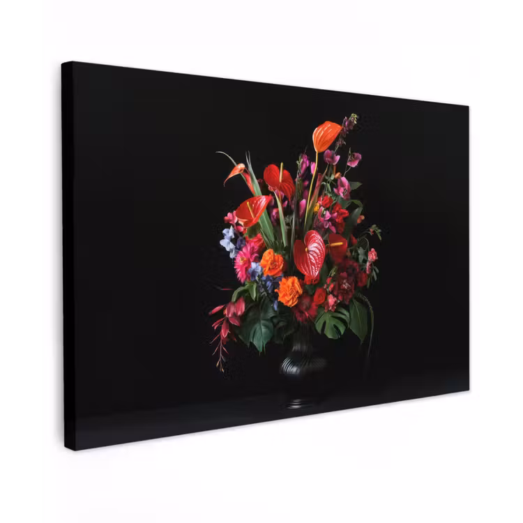 Bloemen - Boeket - Sierlijk Tuinposter op houten frame 2 cm dik klein -3d