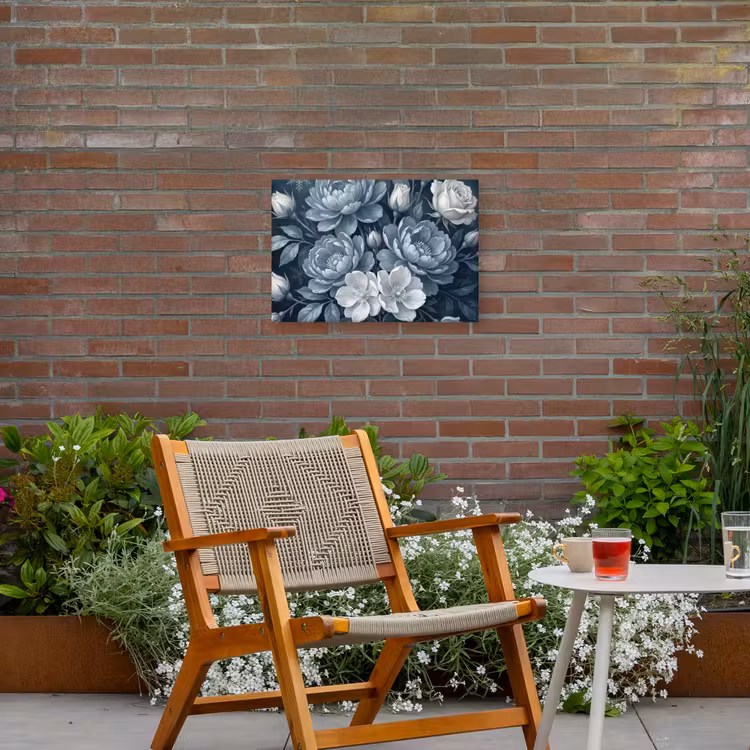 Bloemen - Boeket - Winter - Abstract - Blauw Tuinposter op houten frame 2 cm dik klein -sfeer3