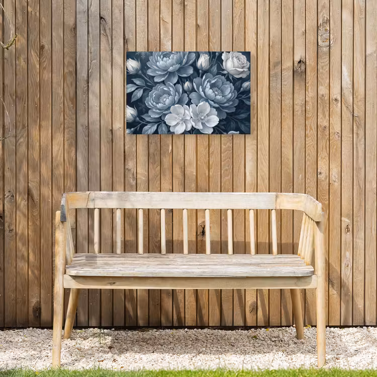 Bloemen - Boeket - Winter - Abstract - Blauw Tuinposter op houten frame 2 cm dik klein -sfeer4