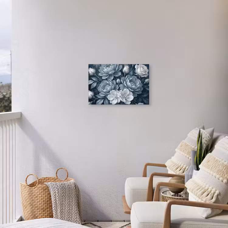 Bloemen - Boeket - Winter - Abstract - Blauw Tuinposter op houten frame 2 cm dik klein -sfeer1