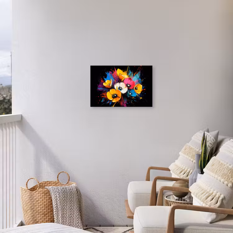 Bloemen - Kleurrijk - Graffiti - Modern - Boeket Tuinposter op houten frame 2 cm dik klein -sfeer1