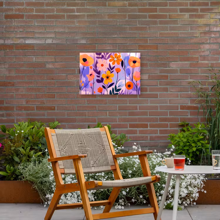 Bloemen - Kleurrijk - Bladeren Tuinposter op houten frame 2 cm dik klein -sfeer3