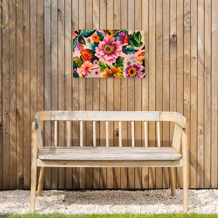 Bloemen - Kleurrijk - Roze Tuinposter op houten frame 2 cm dik klein -sfeer4