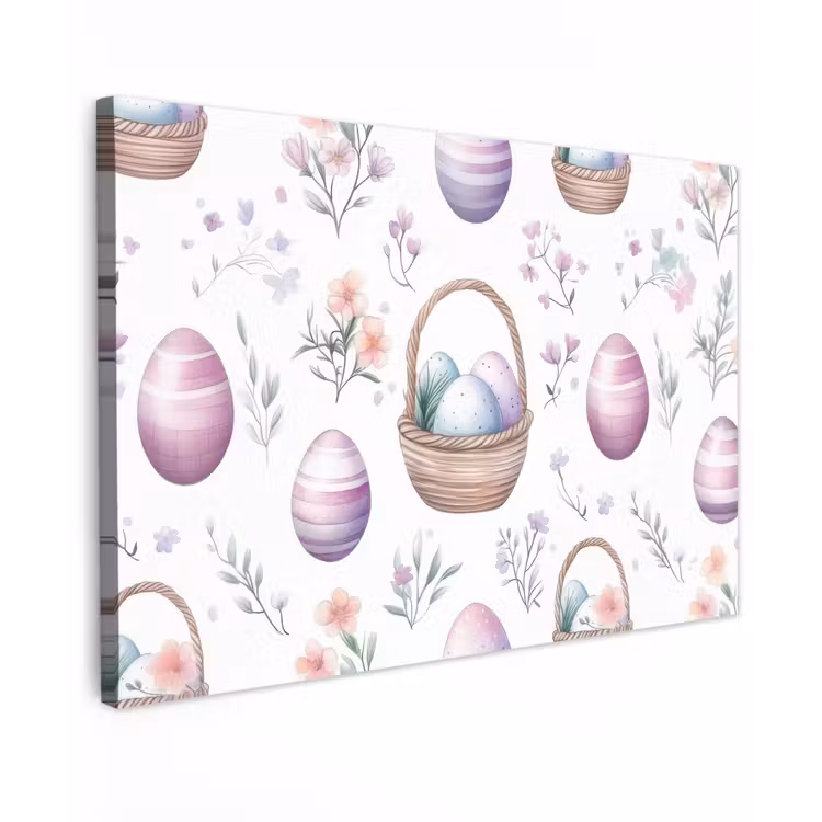 Bloemen - Paaseieren - Patroon Tuinposter op houten frame 2 cm dik klein -3d
