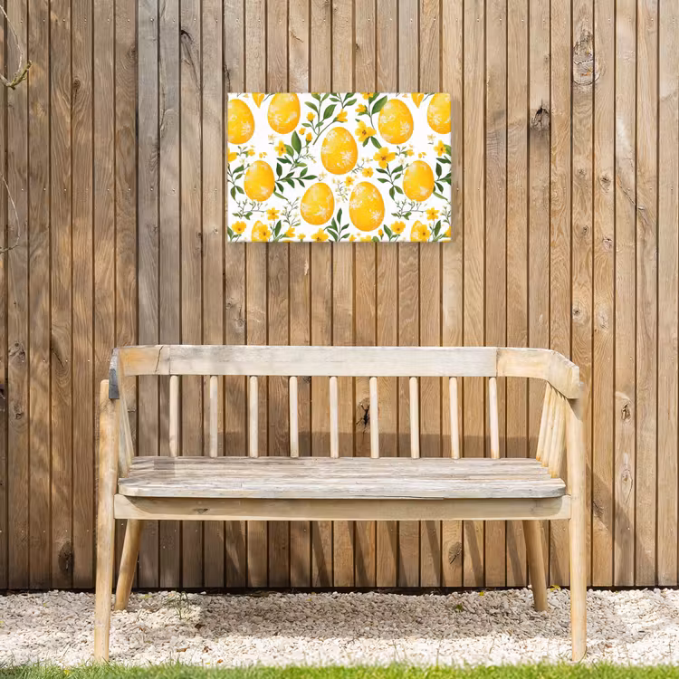 Bloemen - Paaseieren - Geel Tuinposter op houten frame 2 cm dik klein -sfeer4