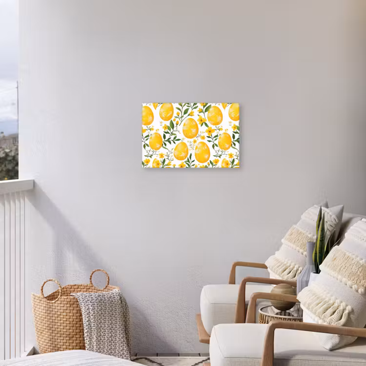 Bloemen - Paaseieren - Geel Tuinposter op houten frame 2 cm dik klein -sfeer1