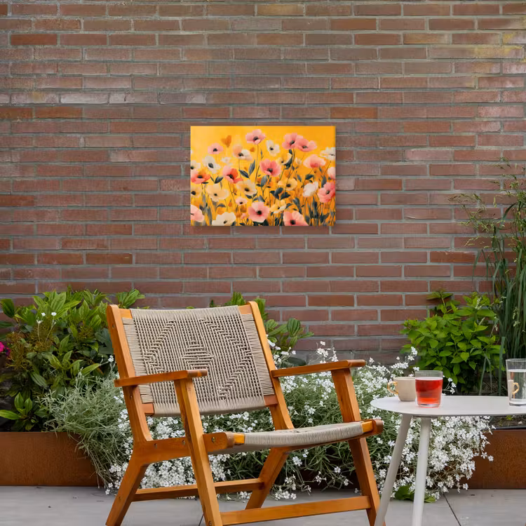 Bloemen - Veld - Geel Tuinposter op houten frame 2 cm dik klein -sfeer3