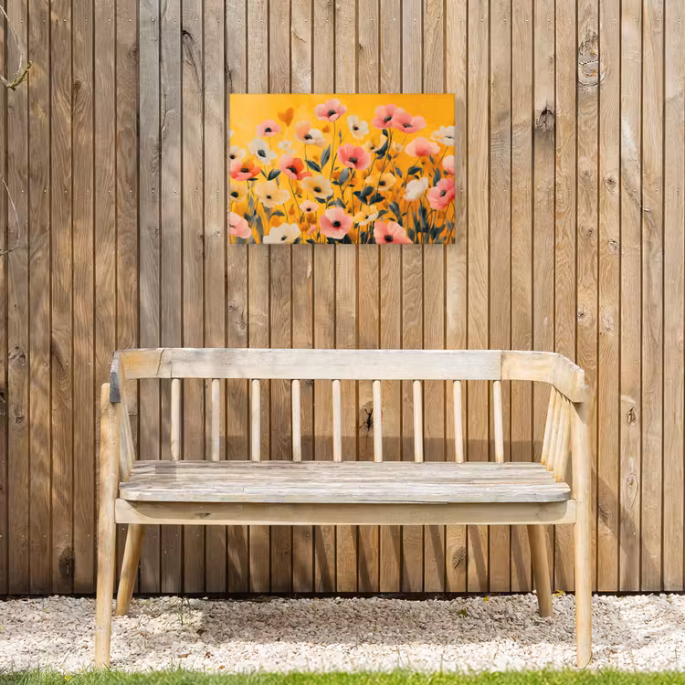 Bloemen - Veld - Geel Tuinposter op houten frame 2 cm dik klein -sfeer4