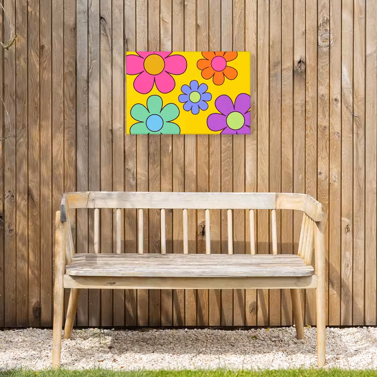 Bloemen - Illustratie - Kleurrijk Tuinposter op houten frame 2 cm dik klein -sfeer4