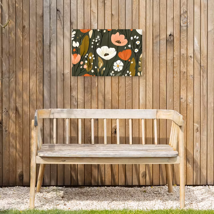 Bloemen - Illustratie - Groen Tuinposter op houten frame 2 cm dik klein -sfeer4