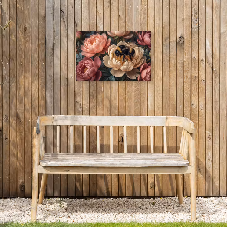 Bloemen - Insect - Natuur - Roze Tuinposter op houten frame 2 cm dik klein -sfeer4