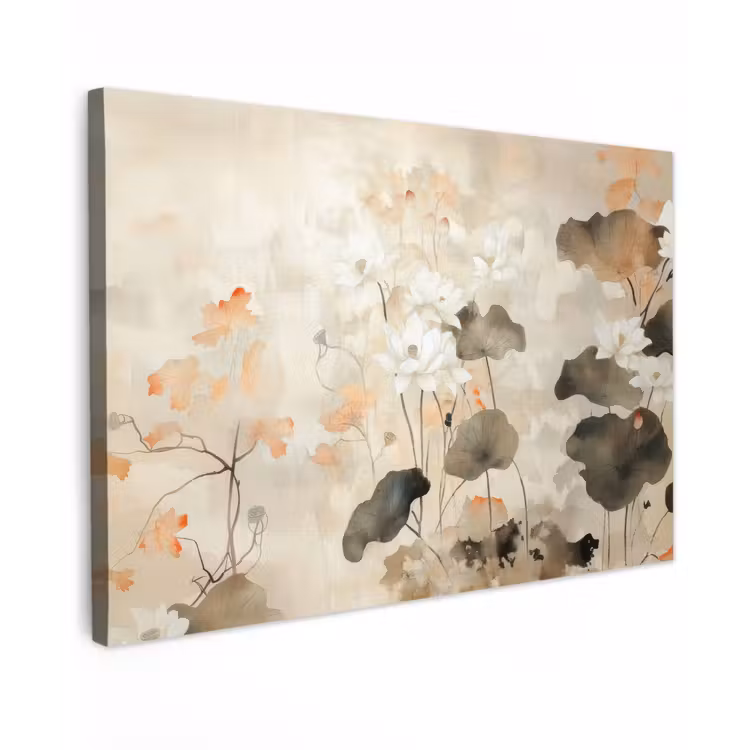Bloemen - Japandi - Wabi sabi Tuinposter op houten frame 2 cm dik klein -3d