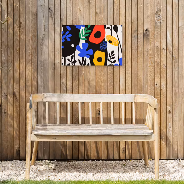 Bloemen - Bladeren - Abstract - Zwart Tuinposter op houten frame 2 cm dik klein -sfeer4