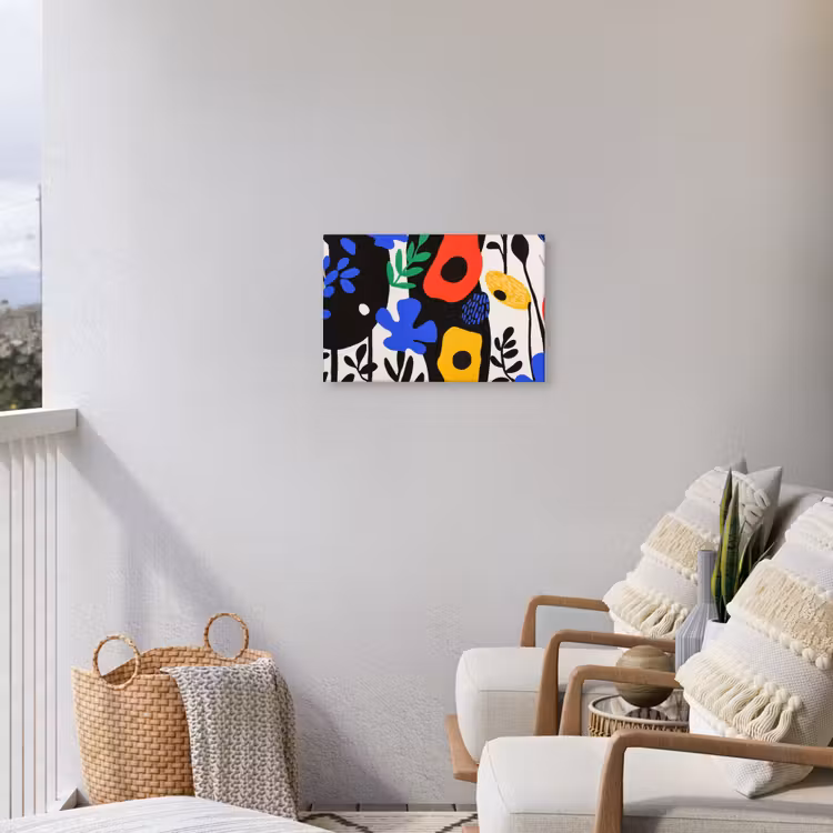 Bloemen - Bladeren - Abstract - Zwart Tuinposter op houten frame 2 cm dik klein -sfeer1