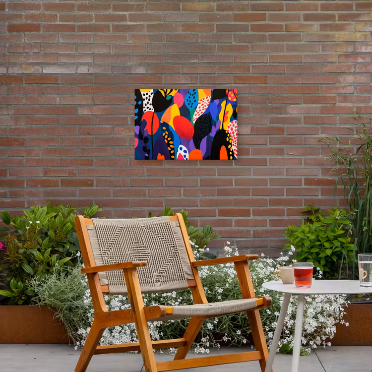 Bloemen - Bladeren - Abstract - Rood Tuinposter op houten frame 2 cm dik klein -sfeer3