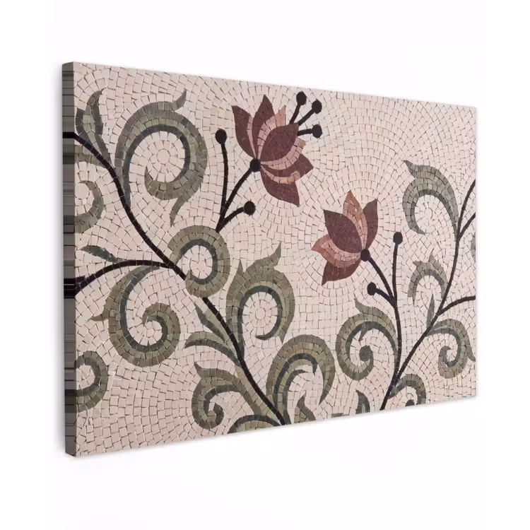 Bloemen - Mozaïek - Patroon - Abstract - Groen Tuinposter op houten frame 2 cm dik klein -3d