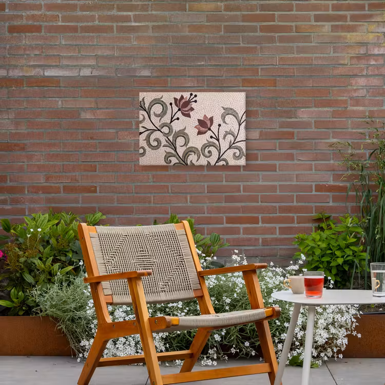 Bloemen - Mozaïek - Patroon - Abstract - Groen Tuinposter op houten frame 2 cm dik klein -sfeer3