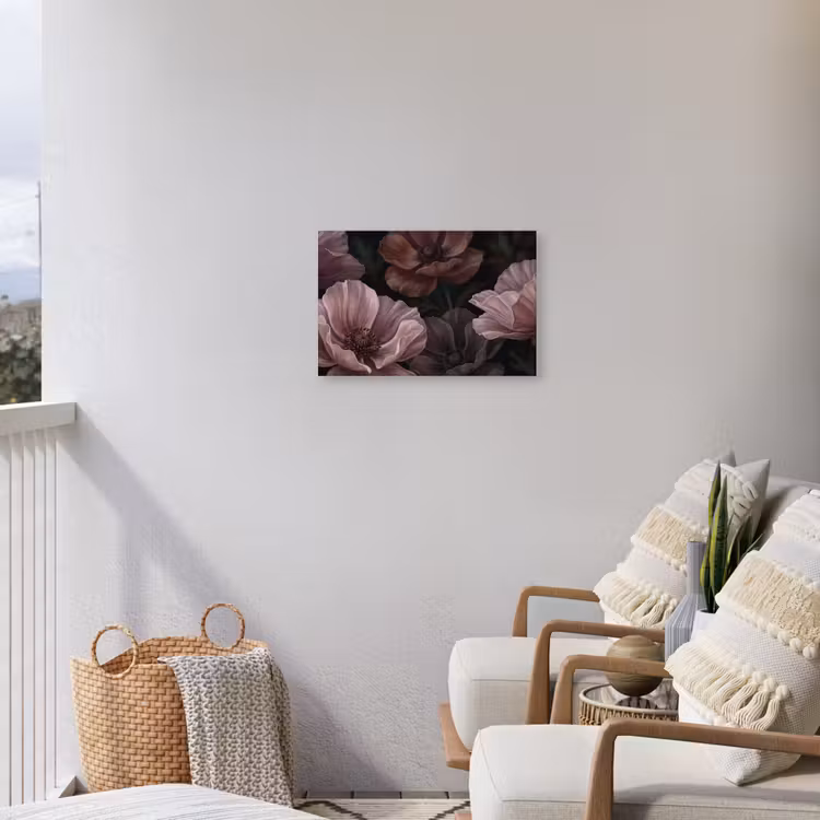 Bloemen - Natuur - Roze - Donker - Modern Tuinposter op houten frame 2 cm dik klein -sfeer1