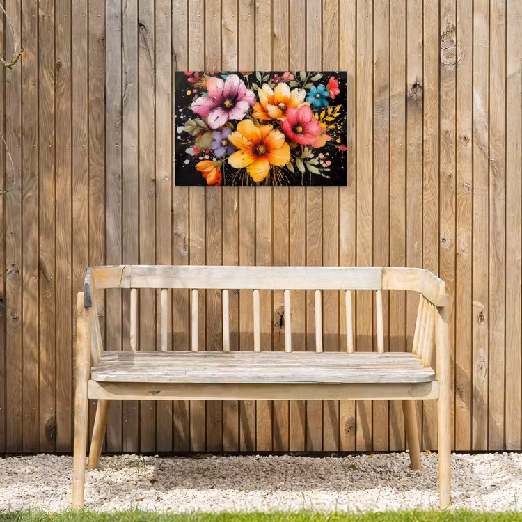 Bloemenpracht op Zwarte Achtergrond Tuinposter op houten frame 2 cm dik klein -sfeer4