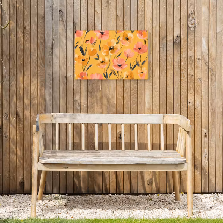 Bloemen - Geschilderd - Geel Tuinposter op houten frame 2 cm dik klein -sfeer4