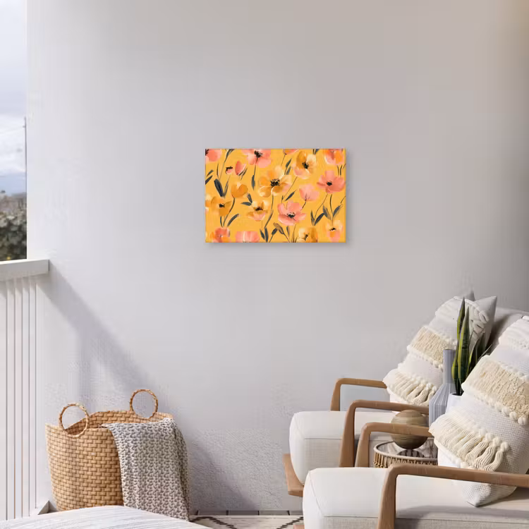 Bloemen - Geschilderd - Geel Tuinposter op houten frame 2 cm dik klein -sfeer1
