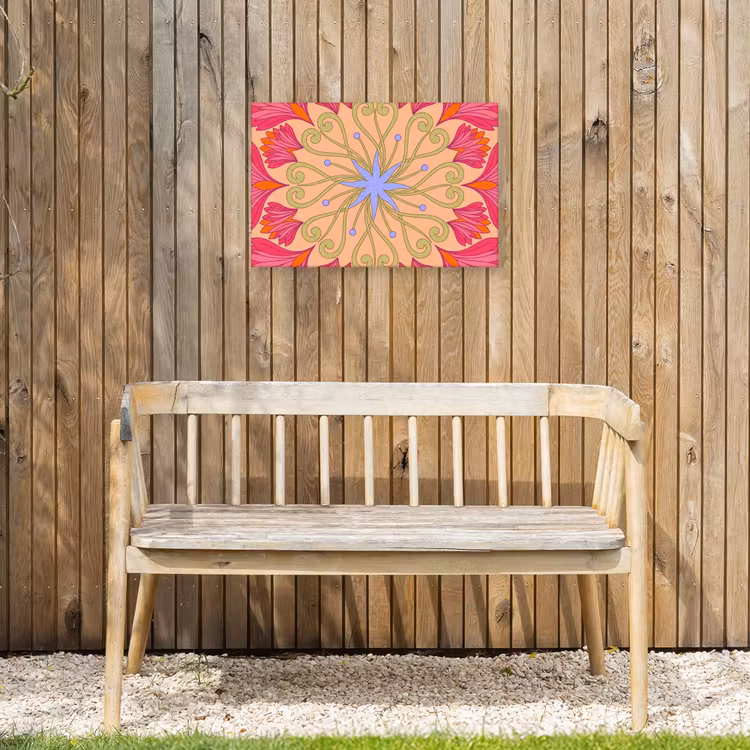 Bloemen - Patroon - Abstract - Roze - Decoratief Tuinposter op houten frame 2 cm dik klein -sfeer4