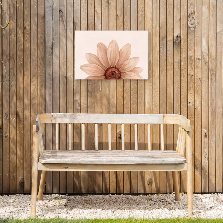 Bloemen - Bloemblad - Natuur - Aquarel - Beige Tuinposter op houten frame 2 cm dik klein -sfeer4