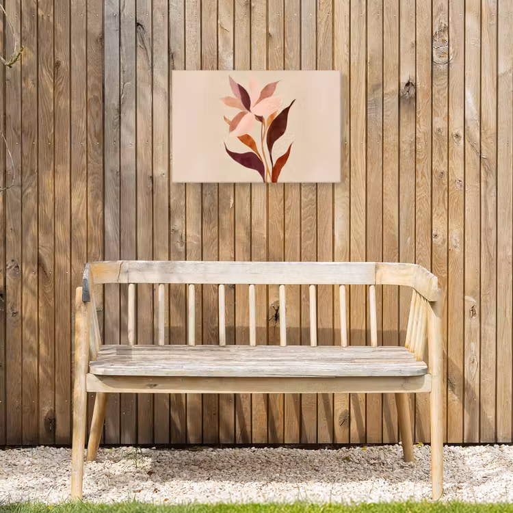 Bloemen - Blaadjes - Minimalistisch - Roze Tuinposter op houten frame 2 cm dik klein -sfeer4