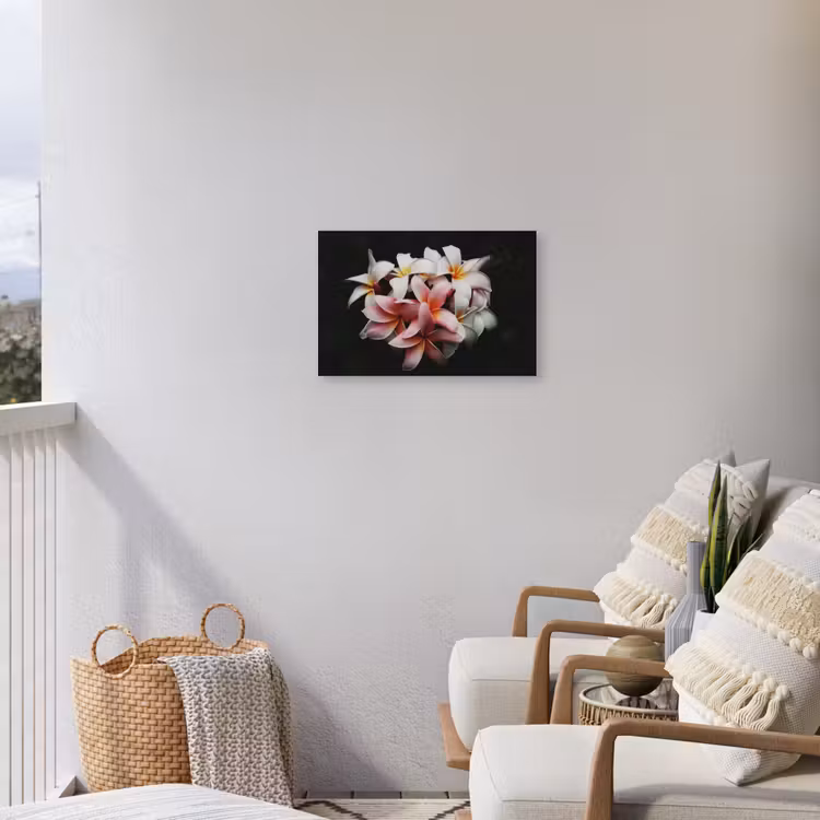 Bloemen - Roze - Zwart - Flora - Botanisch Tuinposter op houten frame 2 cm dik klein -sfeer1