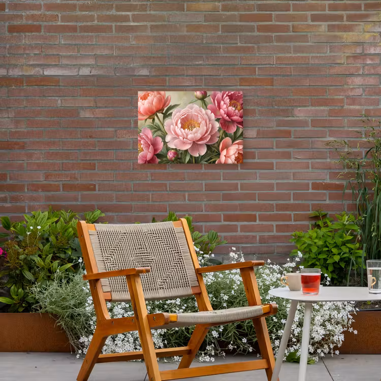 Bloemen - Roze - Klassiek - Gedetailleerd - Natuur Tuinposter op houten frame 2 cm dik klein -sfeer3