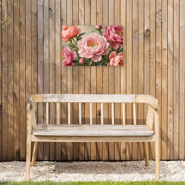 Bloemen - Roze - Klassiek - Gedetailleerd - Natuur Tuinposter op houten frame 2 cm dik klein -sfeer4