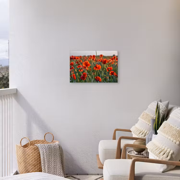 Bloemen - Klaprozen - Natuur - Rood Tuinposter op houten frame 2 cm dik klein -sfeer1