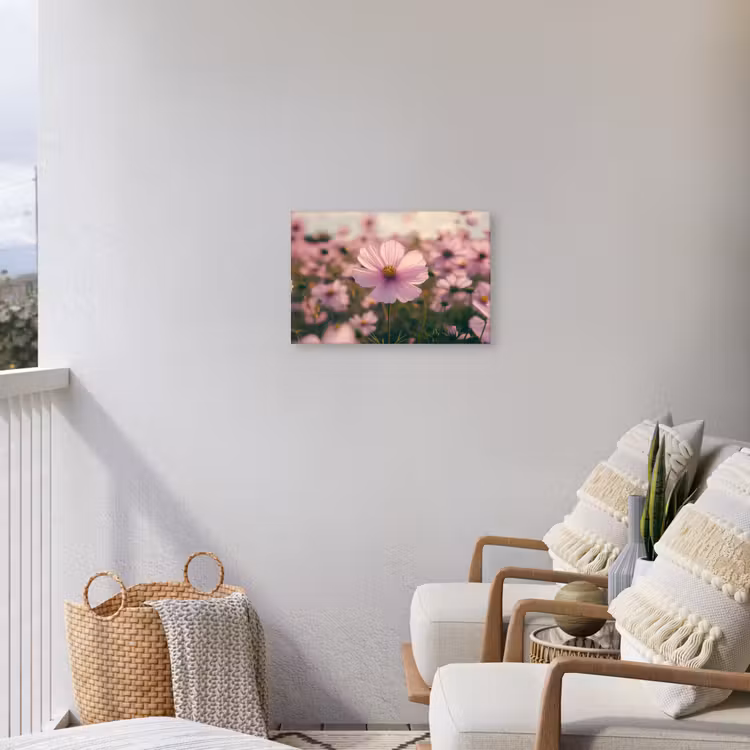 Bloemen - Paars - Wazig Tuinposter op houten frame 2 cm dik klein -sfeer1